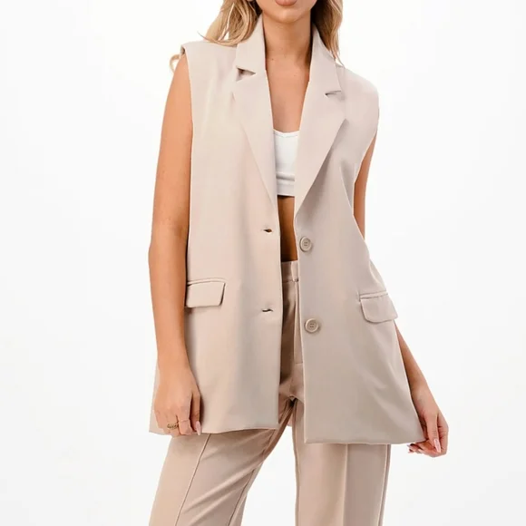 #40  🛑L CHIC SLEEVELESS BLAZER VEST - Picture 5 of 8